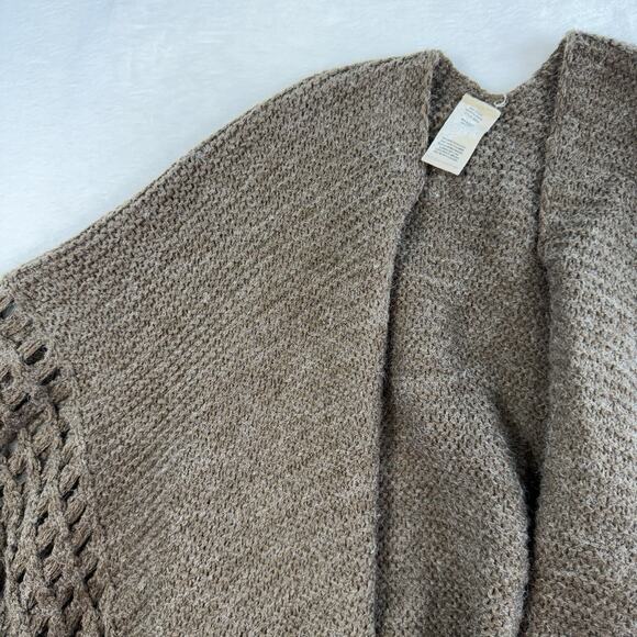 Soft Surroundings OS Sweater Cardigan Knit Shawl Wrap Poncho Boho Brown Cozy - Picture 4 of 7